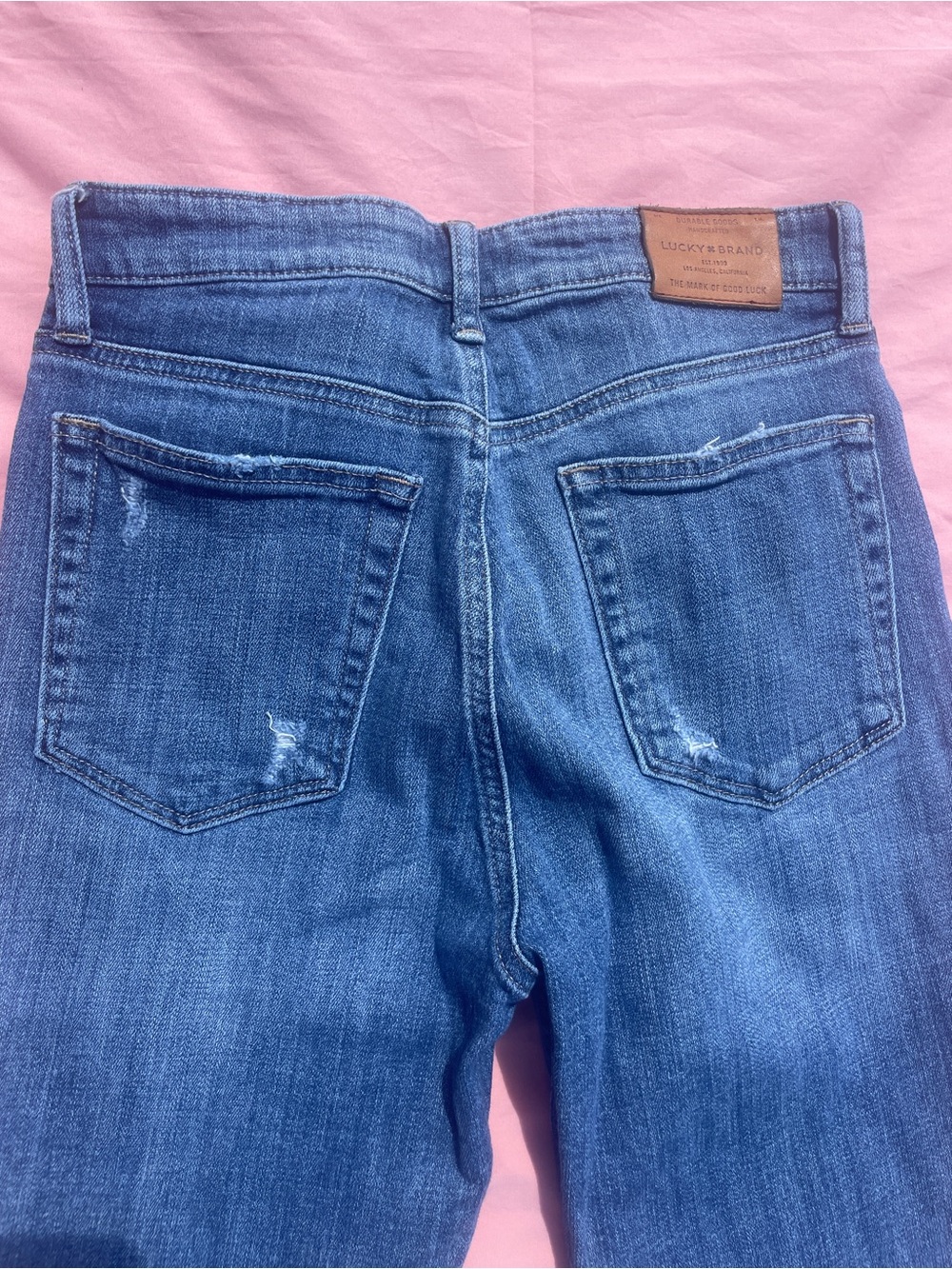 Lucky Brand Medium Blue Button-Fly Cropped Jeans Size 6 - Picture 5 of 9